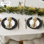 Plates Set Round Plates Reusable Plates Charger Plates 24 Packed Western Dim Sum Plates Silver Green Gold Black - Image 31