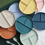 1pc Divided Breakfast Plate,3 Grids Round Plastic Individual Plate,Reusable Healthy Diet And Weight Loss Plate, Picnic Plate - Image 4