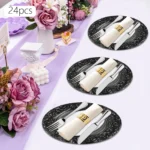 Plates Set Round Plates Reusable Plates Charger Plates 24 Packed Western Dim Sum Plates Silver Green Gold Black - Image 5