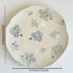 Huamian Copyright ins Korean style milk yellow hand-kneaded irregular ceramic plate dessert plate coffee cup plate - Image 6