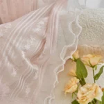 Pink Vertical Striped Rose Flower Lace With White Pearl Ruffled Tulle Curtains For Living Room Romantic Princess Bedroom Drapes - Image 11