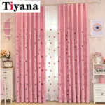 Cartoon Children Pink Embroidered Sheer Tulle 3D Love Heart Blackout Curtain For Girls Living Room Bedroom Window Drapes Cortina - Image 4