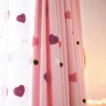 Cartoon Children Pink Embroidered Sheer Tulle 3D Love Heart Blackout Curtain For Girls Living Room Bedroom Window Drapes Cortina - Image 3