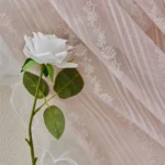 Pink Vertical Striped Rose Flower Lace With White Pearl Ruffled Tulle Curtains For Living Room Romantic Princess Bedroom Drapes - Image 12