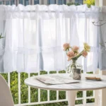 1pc White Small Curtain for Living Room Kitchen Cabinet Home Decor Romantic Short Window Treatment Drapes Door Cafe Sheer Voile - Image 2
