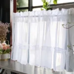 1pc White Small Curtain for Living Room Kitchen Cabinet Home Decor Romantic Short Window Treatment Drapes Door Cafe Sheer Voile - Image 3
