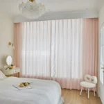 Pink Vertical Striped Rose Flower Lace With White Pearl Ruffled Tulle Curtains For Living Room Romantic Princess Bedroom Drapes - Image 6