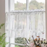1pc White Small Curtain for Living Room Kitchen Cabinet Home Decor Romantic Short Window Treatment Drapes Door Cafe Sheer Voile - Image 5